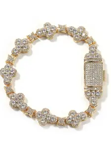 Men's Hip Hop Bracelet, Shiny 5a Grade Square Zircon Cross Bracelet, 18k Gold Plated, Exquisite Trendy Bracelet, Fashion Jewelry for Men, Fashion Bracelets
