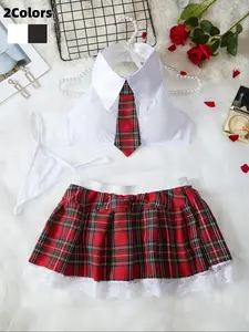 Romantic Valentine's Day Gift Women's Elegant Bodycon Lingerie Set 3 Piece, Deep V Neck, Smooth Breathable Fabric, All Seasons Sleeveless