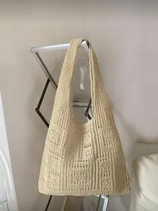 Minimalist Crochet Bag Hollow Design, Large Capacity, Portable, Perfect for Girls, Women, Students, Office, School, Vacation, Beach, Crochet Handbag