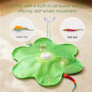 Interactive Cat Toy, Automatic Moving Feather Teaser with Hide and Seek, Electric Self-Play Toy for Indoor Cats, Boredom Buster Kicker for Kittens, Auto Shut-Off, Battery Operated