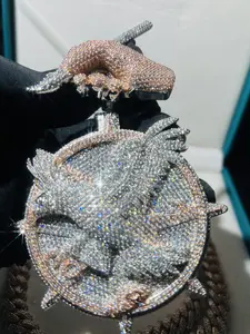 Luxury style custom 3D logo pendant, hip hop ice diamond, high-end feeling men's VVS fully iced hip hop logo pendant product, luxurious and high-end