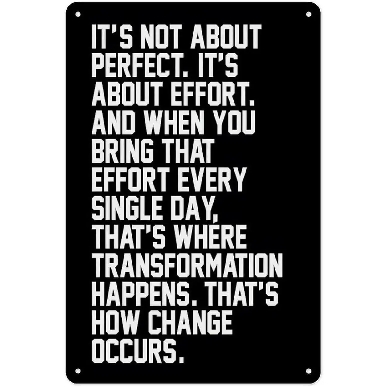 Inspirational Aluminum Wall Plaque Decoration - 8x12 in Lightweight Fade-Proof Metal Sign with "It's Not Perfection That Matters, It's Hard Work" Quote for Home Gym, Decorating My Apartment