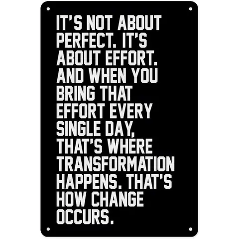 8x12in Durable Lightweight Aluminum Alloy Wall Plaque - Fade-Proof, Corrosion-Resistant Aesthetic Home Sign with "It's Not Perfection That Matters, It's Hard Work" Quote, Modern Fit Decorations for Room, Decorative Metal Wall Panel for Daily Focus