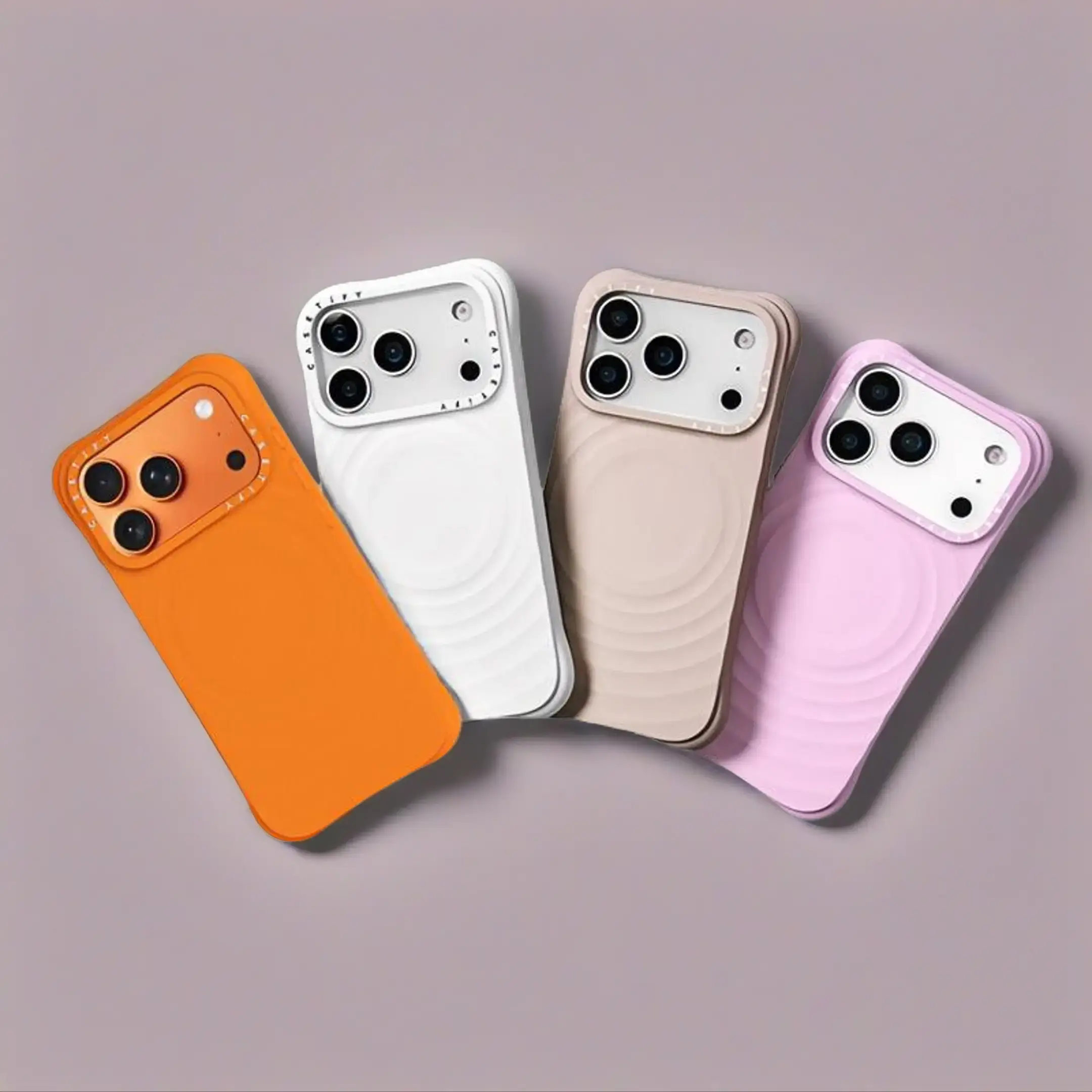 MagSafe Soft Ripple Matte Silicone Smartphone Case - Raised Bumper Edges, Protective Cover for iPhone 13,14,15,16 Pro Max & 17 Pro Max - Orange,White,Beige,Pink Outdoor Tech Accessory