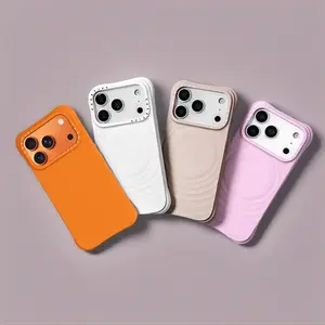 Magsafe Soft Ripple Phone Case Matte Shockproof Cover with Raised Bumper Edges for 17 Pro Max 16 15 14 13 ProMax in Orange White Beige Pink outdoorfun