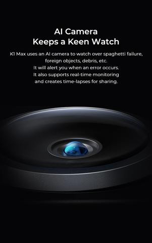 Creality K1 Max AI Fast 3D Printer with Al-assisted Carefree Printing, 600mm/s Printing Speed, 300x300x300mm Large Build Volume