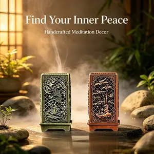 2pc Chinese Inspired Hollow Incense Burner Metal Box, Indoor Aromatherapy Fireplace, Festive Holiday Decor, Elegant Home Tea Room Display
