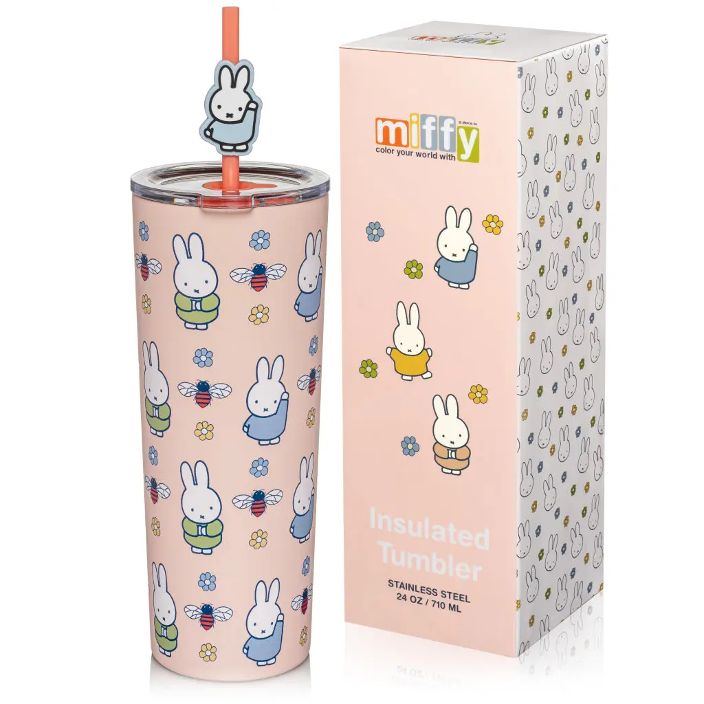 Miffy Spring 24 oz Stainless Steel Tumbler with Topper - Pink