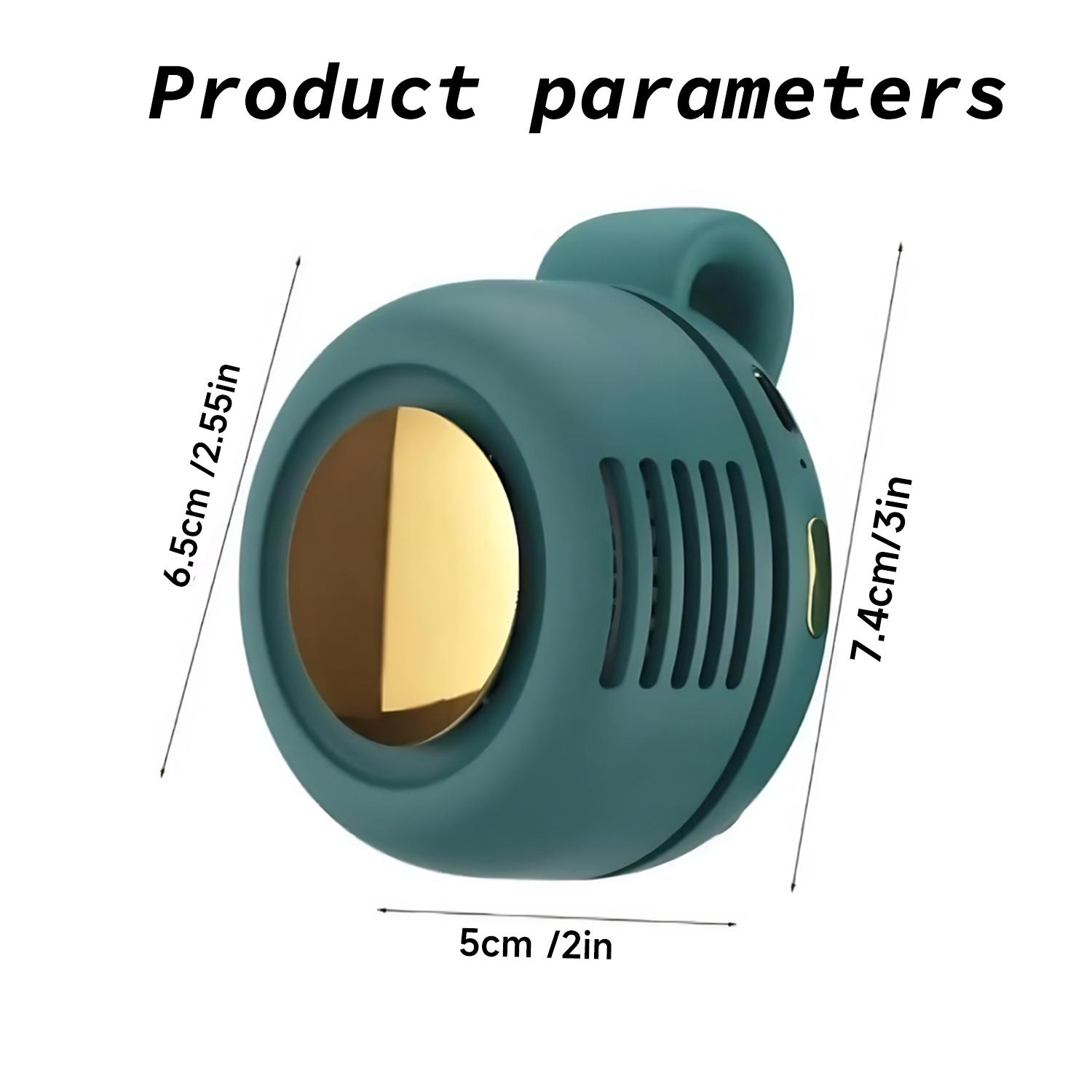 Portable USB Rechargeable Small Hands-free Fan Whirlwind Bladeless Fan 3-Speed Suspended Collar Waist Rotatable Fans for Outdoor Travel Office Travel