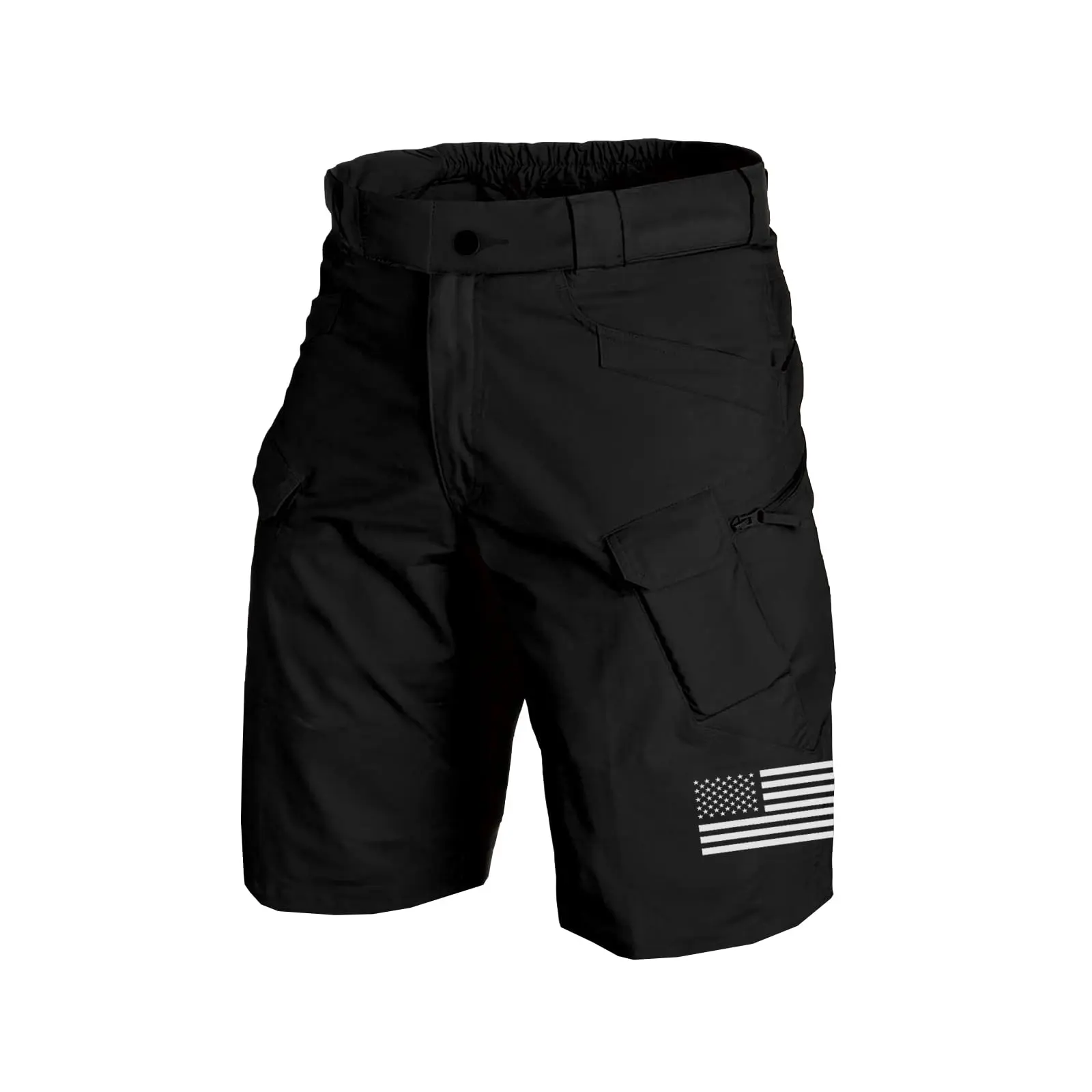 H HYFOL Men's Cargo Shorts American Flag Pariotic Multi-Pocket Outdoor Golf Tactical Shorts