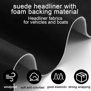 Fabric 98 x 60'' with Foam Backing Car Roof Fabric Suede Material Seam Roller Utility Knife for Automotive Rv Boat Ceiling Interior Repair (Black)
