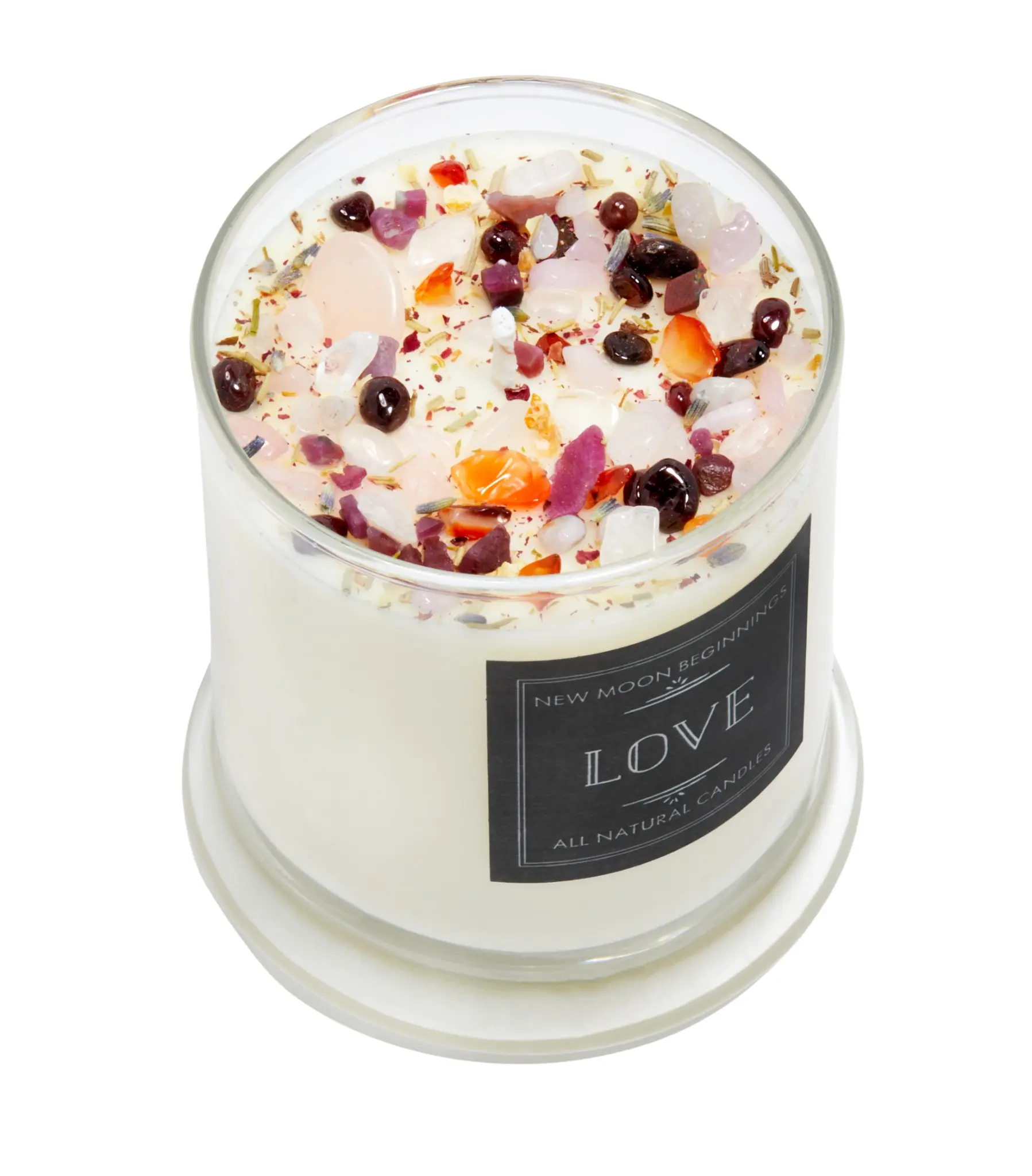 Love Candle by New Moon Beginnings, Soy Wax, Aromatherapy, Herb and Crystal Candles