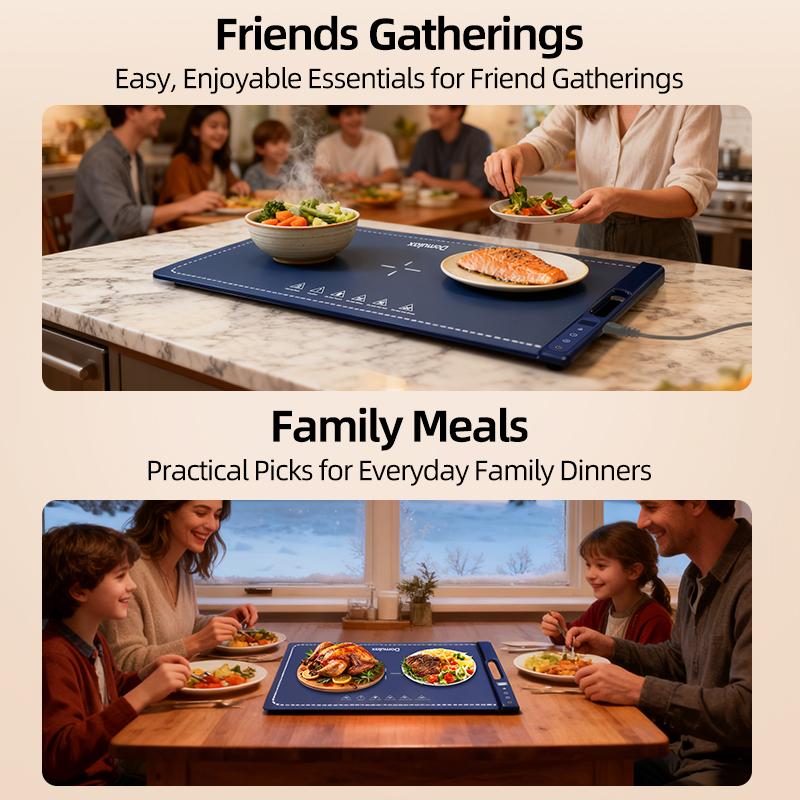 Domulax Food Warming Mat,2025 Updated Electric Keep food hot,chafing dishes for buffet and heated in winter with 7 Temperature Levels & 4 H Timer Control unique handle design Easy to Clean,Winter gifts, Christmas gifts