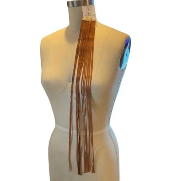 Avant-Garde Genuine Leather 22” long tassel earrings