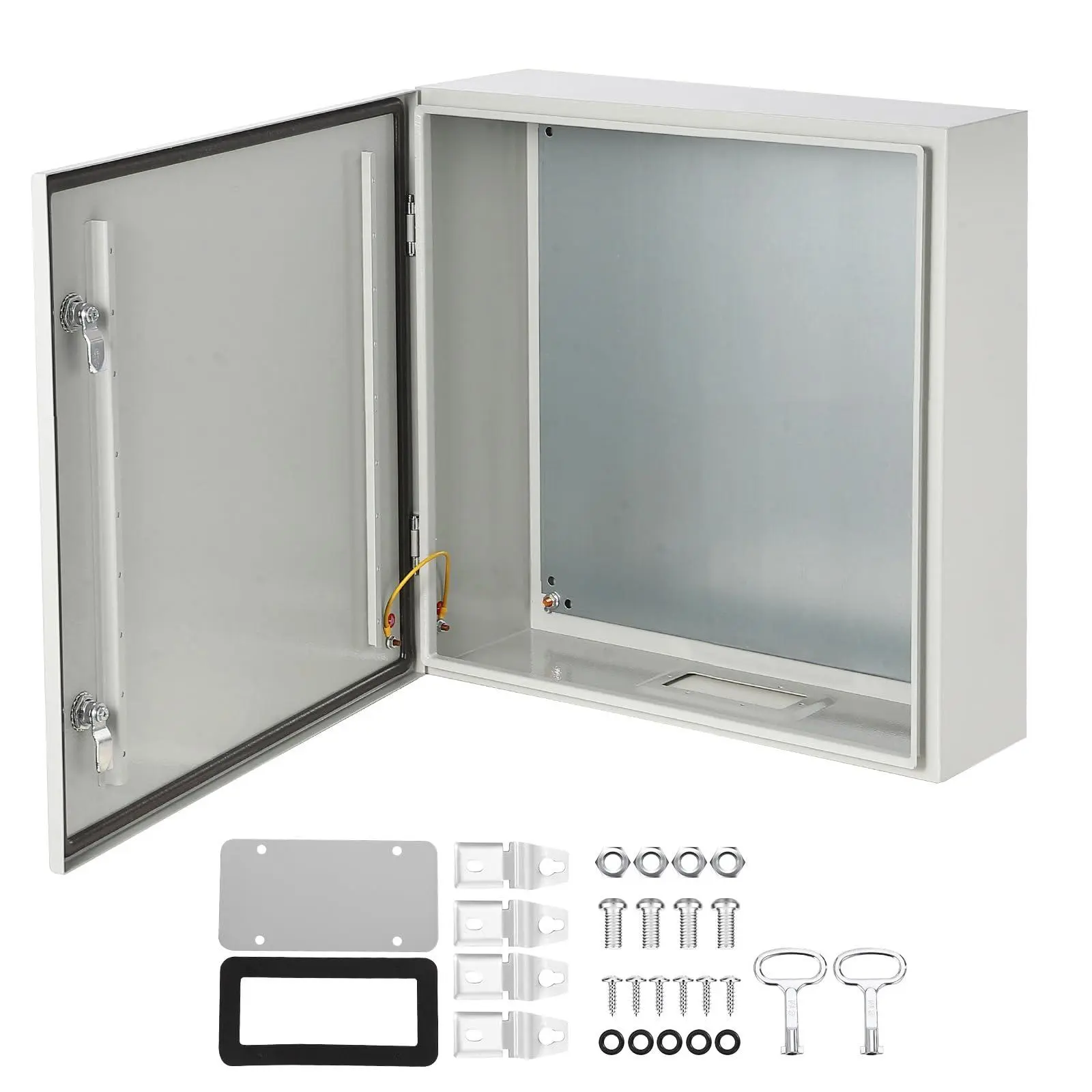 Lockable Rectangular Cold-Rolled Steel Wall Mount Distribution Box, 20x16x8 in Metal Switch Cabinet with 1.5 mm Wall Thickness for Indoor Use