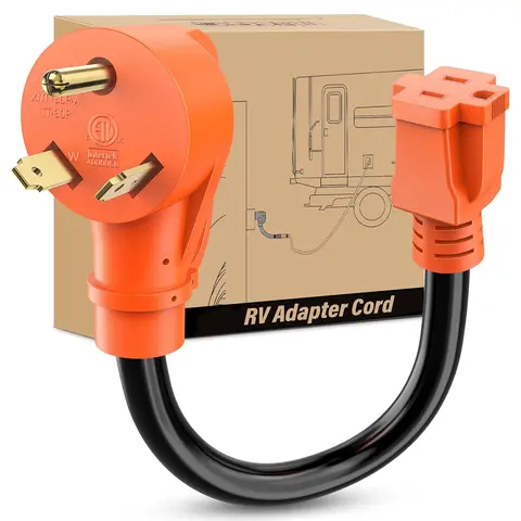 Nilight 30A to 15A RV Power Adapter Cord (TT-30P to 5-15R) with 10AWG Wires, 13.6 in, ETL Certified, 3750W Rated, Flame-Retard PVC Sheath, Wear-Resistant, Outdoor Safe, House Power Convert Tool for RV Parks, Flexible for Storage