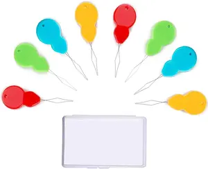 30 Pieces Gourd Shaped Plastic Needle Threaders, Plastic Wire Loop DIY Needle Threader Hand Machine Sewing Tool for Sewing Crafting with Clear Box, 4 Colors Random