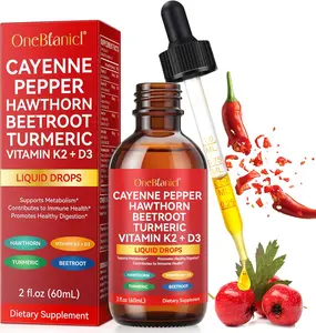 Cayenne Pepper Drops Supplement Liquid Turmeric Curcumin Hawthorn Berry Ceylon Cinnamon Organic Panax Ginseng Berberine Extract 2 Oz