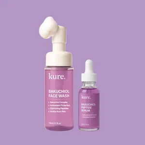 Kure Bakuchiol Face Wash + FREE Peptide Serum- Anti-aging, Tightening, Collagen Peptide Lifting, Hydrating Formula - Bakuchiol Retinol Alternative