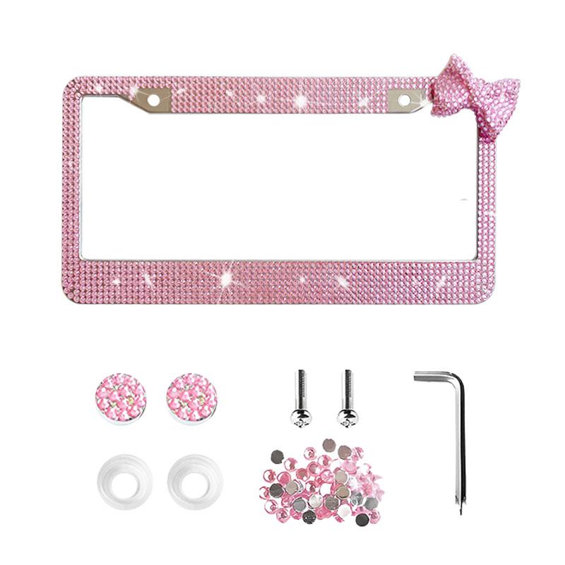 Rhinestone Bow License Plate Frame - 1 pcs!  Fun car accessories & essentials for women. Affordable & stylish multi-color. c