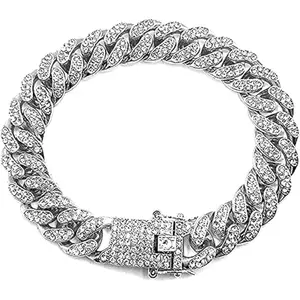 Apzzic Cuban Link Bracelet Iced Out Miami Gold Plated Hip Hop Full CZ Prong Diamond Bracelet with Giftbox Cuban Link Anklets for Men Women