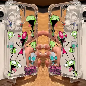 Cartoon I-Invader Zim Phone Case Suitable for iPhone 17 16e 16 15 14 13 12 11 Mini Pro Max Air X XR XSMAX 8 7 Plus Anti Fall Transparent Soft Back Cover