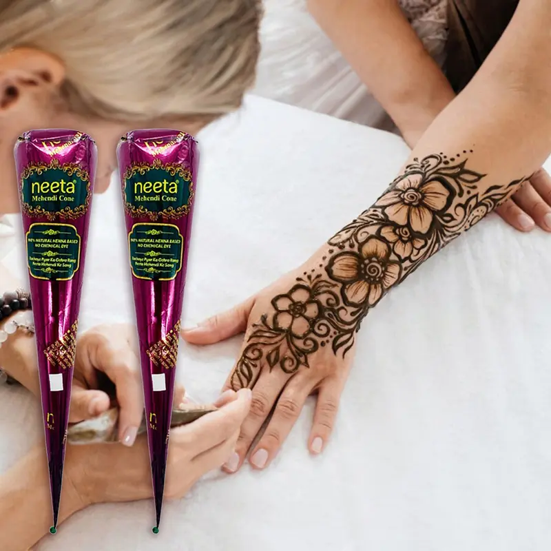 Neeta 100% Natural Ready-to-Use Dark Brown Henna Paste Cones