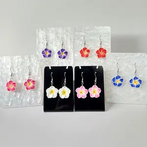 #224 Various Colors Tropical Flower Earrings, Casual Jewelry, Spring, Summer, Beach, Vacation