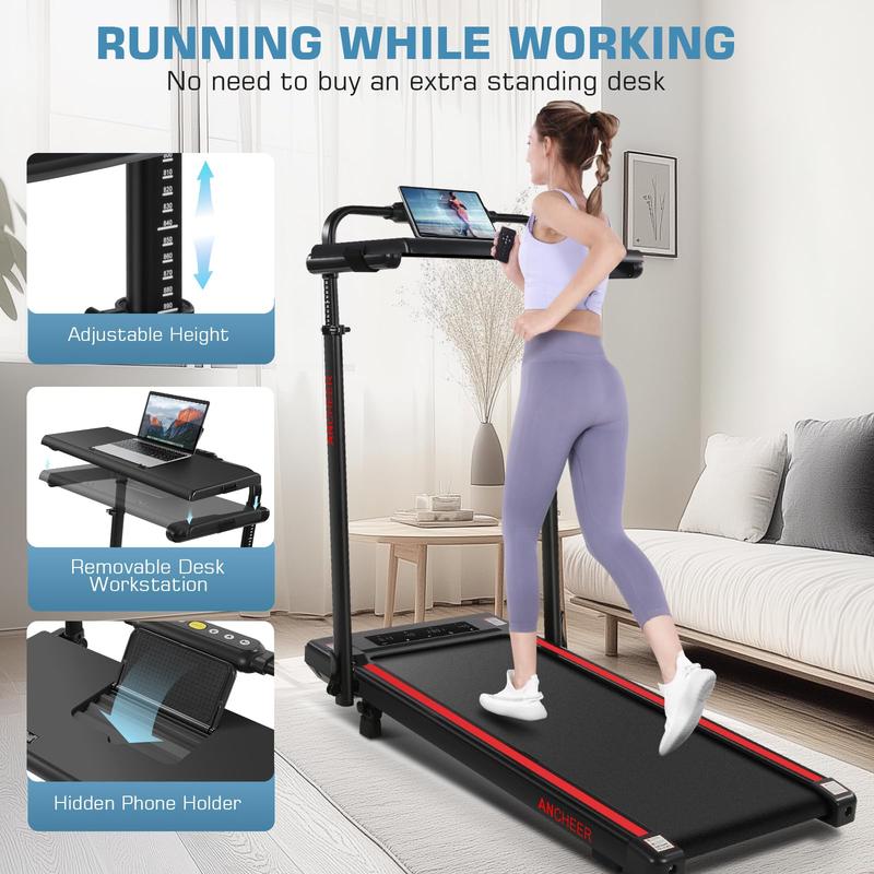 【New Year Special Offer】8-in-1 Under Desk Treadmill Walking Pad - Adjustable Height & Incline,  Foldable Home Treadmill with 3 Control Modes, 350lbs Capacity, No Assembly Required