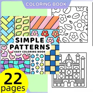 Simple Patterns Coloring Book for All Ages - 22 Bold Easy Pages, 120gsm No Bleed Paper, Non-Toxic Odorless | Perfect for Stress Relief, Mindfulness, Creative Fun & Creativity | Kids Teens Adults Friendly