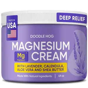 Doodle Hog Adults Magnesium Cream Lavender Scent - Soothing Relief & Relaxation with Calendula, Aloe Vera, Shea Butter - Topical Magnesium Cream for Sleep - USA Made - (4 oz, Lavender)
