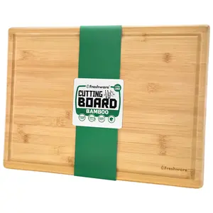 Freshware 20 Inch 2XL Bamboo Cutting Boards for Kitchen, Stove Top Butcher Block, Extra Large Wooden Carving Board for Meat, Veggies, Charcuterie Board with Deep Juice Grooves (2XL, 20x14")