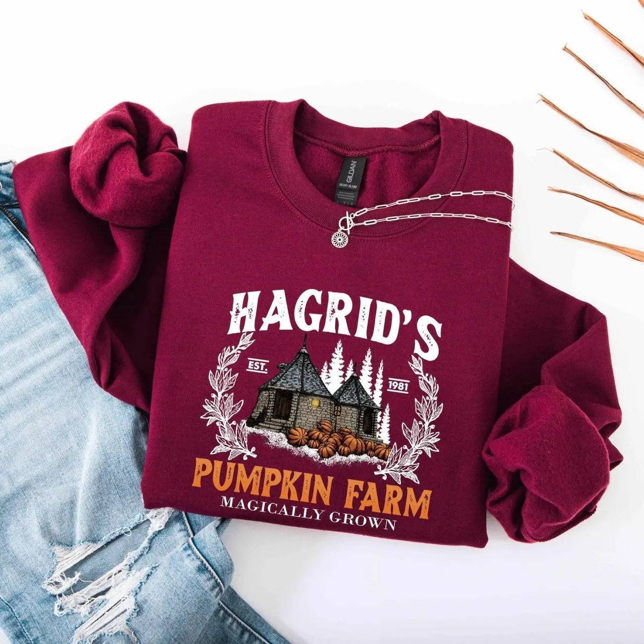 Hagrid's Pumpkin Patch Sweatshirt, Fall Sweatshirt, Hagdrid's Pumpkin Farm Shirt,Halloween Tee,Spooky Season,Pumpkin Thanksgiving Sweatshirt 55O