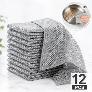 12 Pack Non-Scratch Wire Dishcloths, Reusable Metal Mesh Cleaning Cloths for Kitchen, Multipurpose Wire Dishwashing Rags for Dishes, Pots, Stovetops, Ovens & Bathrooms