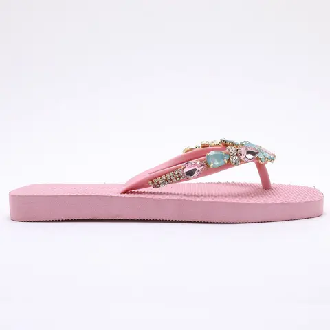 Women's Fashionable Comfy Flipflop Slide Sandals - Slip-On, Colorful Flat Sandals, Anti-Slip Textured EVA Sole, Wet-Floor Grip, Lightweight, Gift Wrapping Available, Baby Pink/Multi Colors, Beach Slides Footwear, Summer Poolside Shoes for Women