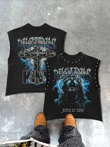 Men's Casual Vest with Jesus Faith Graphic Print, Regular Fit, Fashionable and Versatile, Perfect for Commuting and Weekend