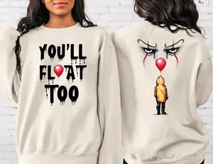 Scary Halloween Horror Clown Sweater, Halloween Sweatshirt, Creepy Clown Sweater