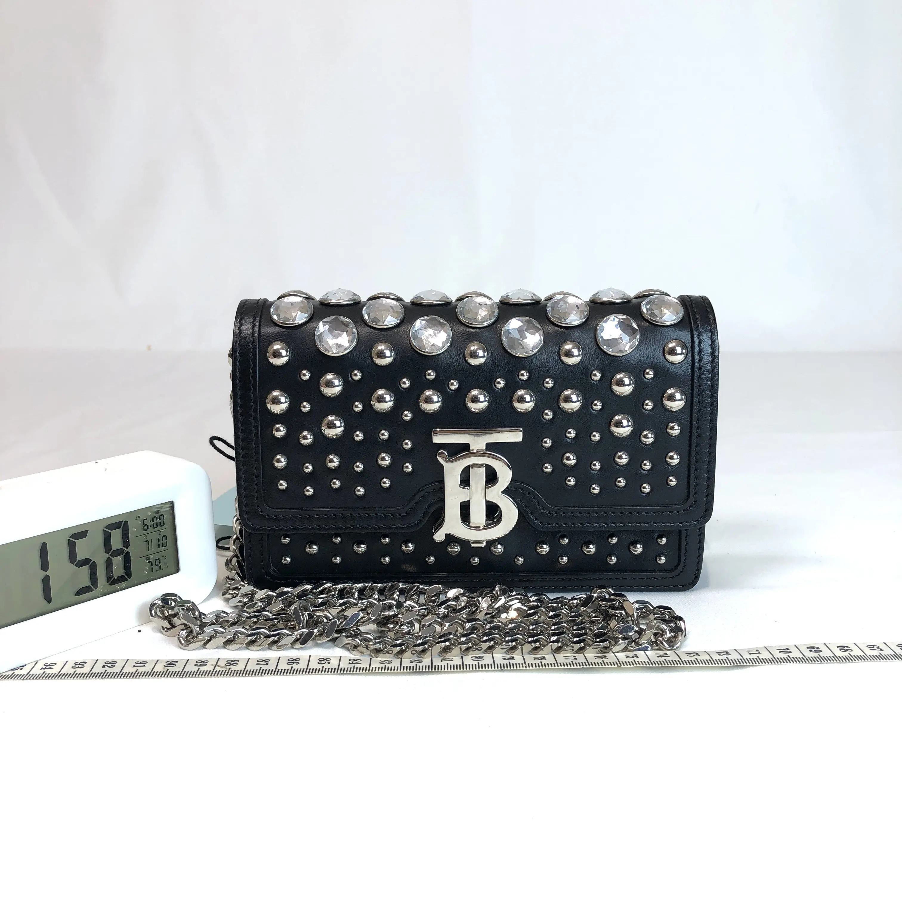 Pre-owned BURBERRY leather Crossbody Bags TB Crystal Studded Chain Wallet Crossbody Bag 001398