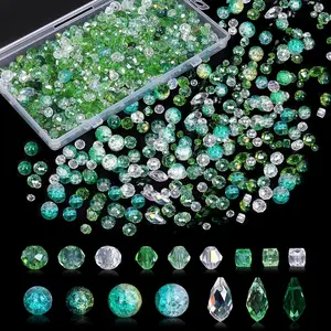 1000pcs Glass Beads for Jewelry Making Colorful Rainbow Craft Crystal Beads with Loose Beads Sparkly Beads for DIY Necklace Bracelet Earring(Green)