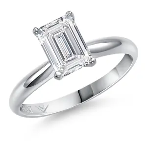 2.00 Ct Emerald Cut 900 Platinum IGI Certified Lab Grown Diamond Solitaire Engagement Ring for Women | F-G Color | VS Clarity