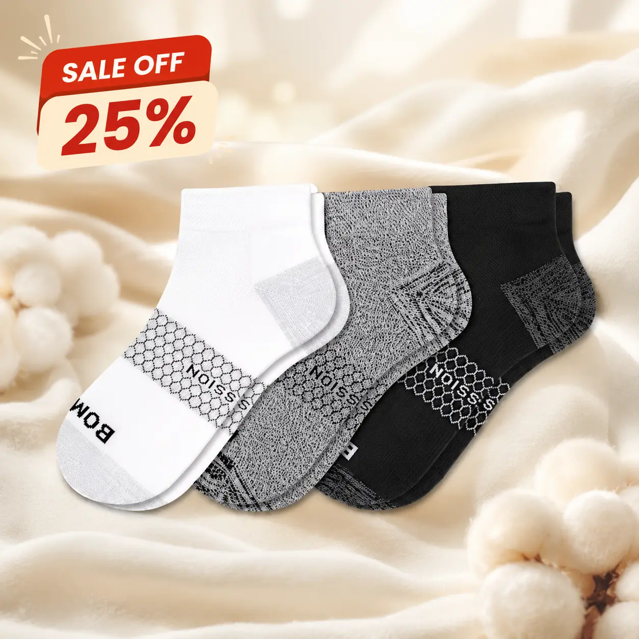 Pack 1/3/5 Bombas Ankle Socks, Cushioned Footbed & Honeycomb Arch Support, Seamless Toe, Blister Tab, Soft Cotton Blend, Size S, M, L, Women's Men's Daily wear Ball Big