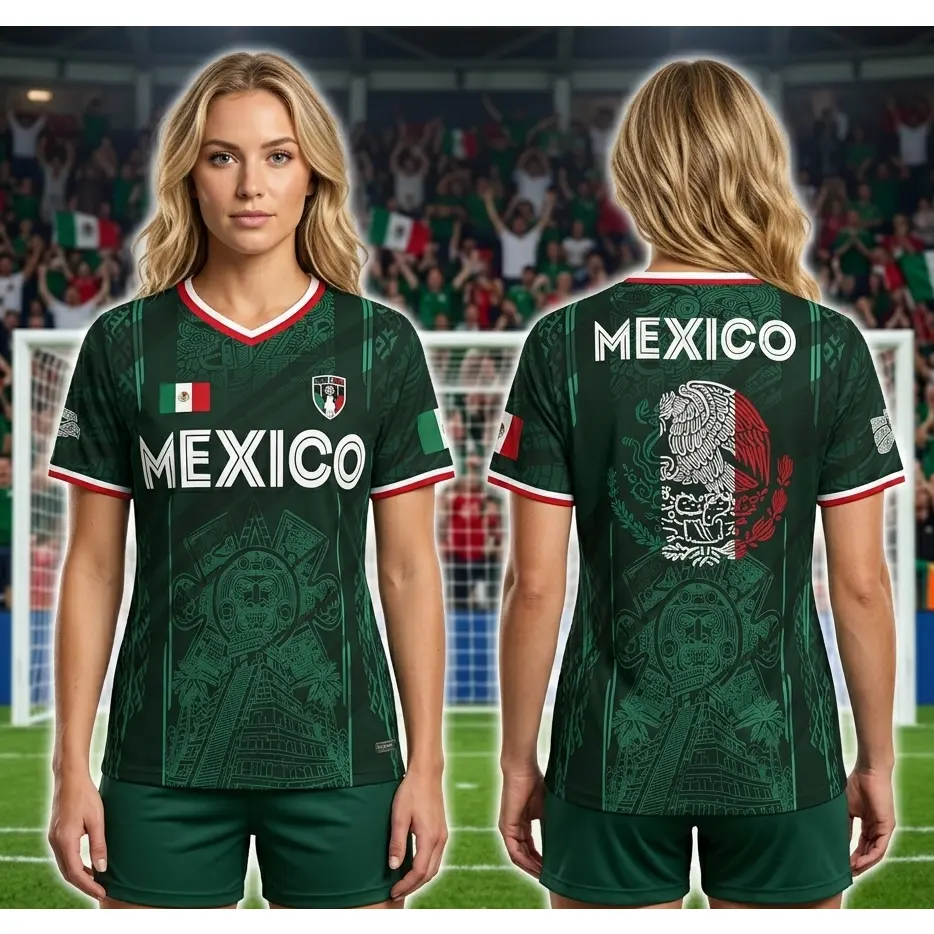 2026 Mexico Soccer Jersey,  Chich&eacute;n Itz&aacute; Pyramid Graphic Retro Soccer Jersey, All over Print, Casual Style for All Seasons, Classic Throwback Jersey Sportswear Top,summerwins