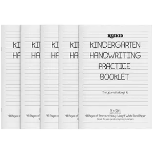 Reskid 5-Pack of 48-Page Kindergarten Handwriting Practice Paper Booklets