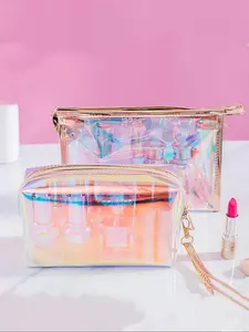 Fashionable Colorful Transparent Laser TPU Makeup Bag, Portable Storage Bag, Multi-functional Toilet Bag, Suitable for Travel, Daily Matching, Clear Cosmetic Bag