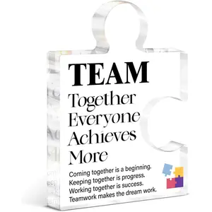 Team Gifts for Employees Coworkers Colleagues, Teamwork Gifts, Team Building Gift for Staff, Inspirational Acrylic Puzzle Piece Office Desk Decor