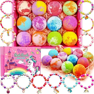 P-TBT031 Unicorn Bath Bombs for Kids Girls 3-8 Years Old Birthday Gift with Surprise Jewelry Inside Organic Scented Lavender Bubble Bath Fizzers for Toddlers & Kids Body Care