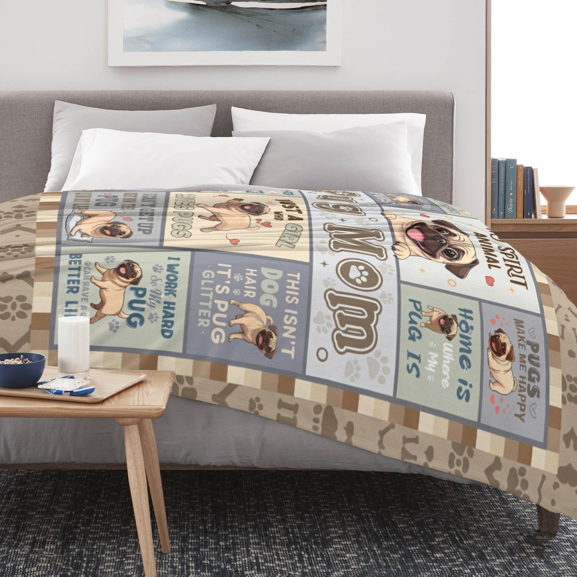 Pug Gifts for Women, Pug Blankets 60''x50'', Pugs Gifts for Lovers Mom, Puppy Gifts for Girls, Gifts for Pugs Dog Owners Lovers Woman Decorations Throw Blanket for Christmas Mothers Day cooling