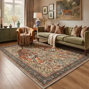 【Deals For You Days】GENIMO Soft Area Rug – Non-Slip, Pet Friendly, Machine Washable Floor Rug, Home Carpet Perfect for Living Room, Bedroom, Kitchen, Hallway Decor ,ARE4886-OCHRE BLOOM