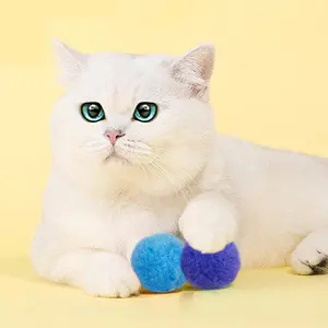 PetFusion 20-Pack 1.5inch Soft Cat Toy Balls Bulk Polyester Pom-Pom Toys for Indoor Cats Interactive Play Silent Balls Cat Favorite Toys 10 Color Combinations Decor Ornaments cat toys cat stuff Decoration