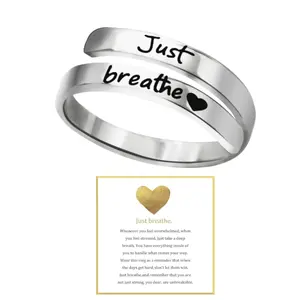 Just Breathe Ring (1 piece) –Hope Rings – Adjustable, Hypoallergenic, Motivational Jewelry – Inspirational Gift